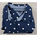 Tommy Hilfiger Womens XL Navy Polka Dot Button Up Shirt Long Sleeve Pocket