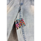 Angels Y2K Light Wash Cuffed Capri Jeans Custom Comic Patch Wide Leg 39 Waist