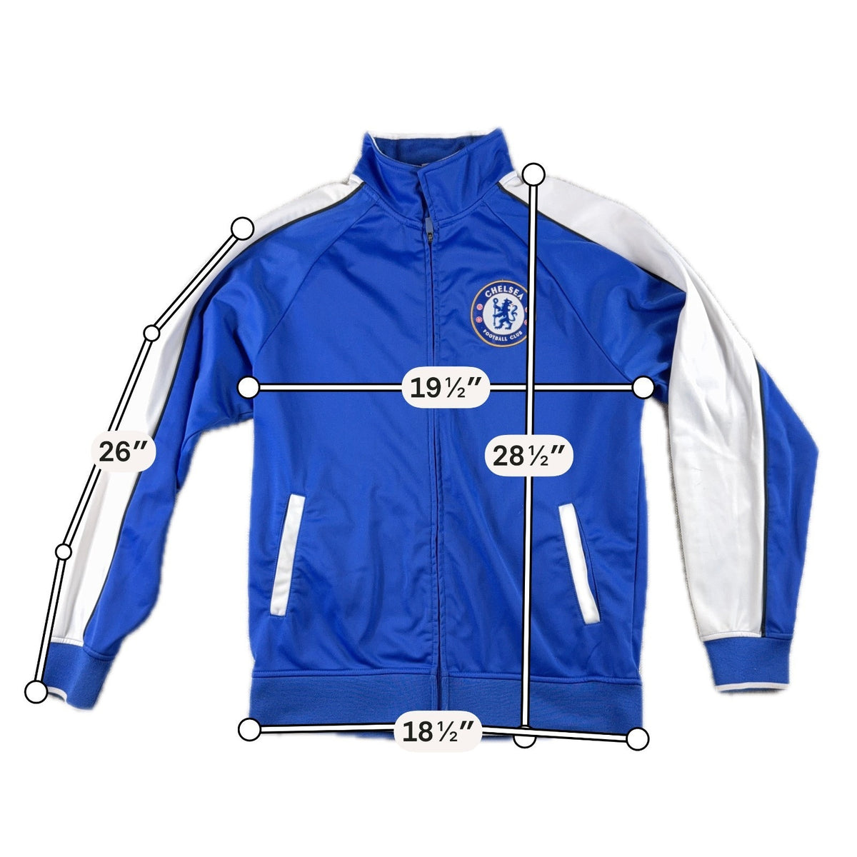 Chelsea FC Mens Medium Track Jacket Blue White Full Zip Official Licensed Soccer