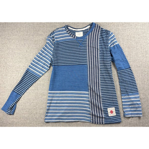 Billy Reid Made in Japan Indigo Patchwork Striped Long Sleeve Tee Men M