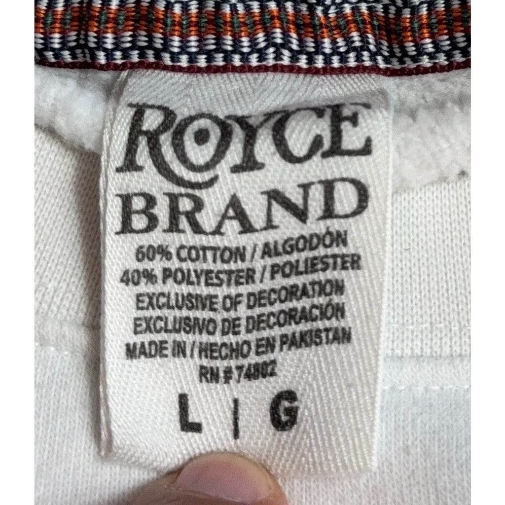Royce Brand Jolly Christmas Sweatshirt Women L Plaid Leopard Applique Ivory