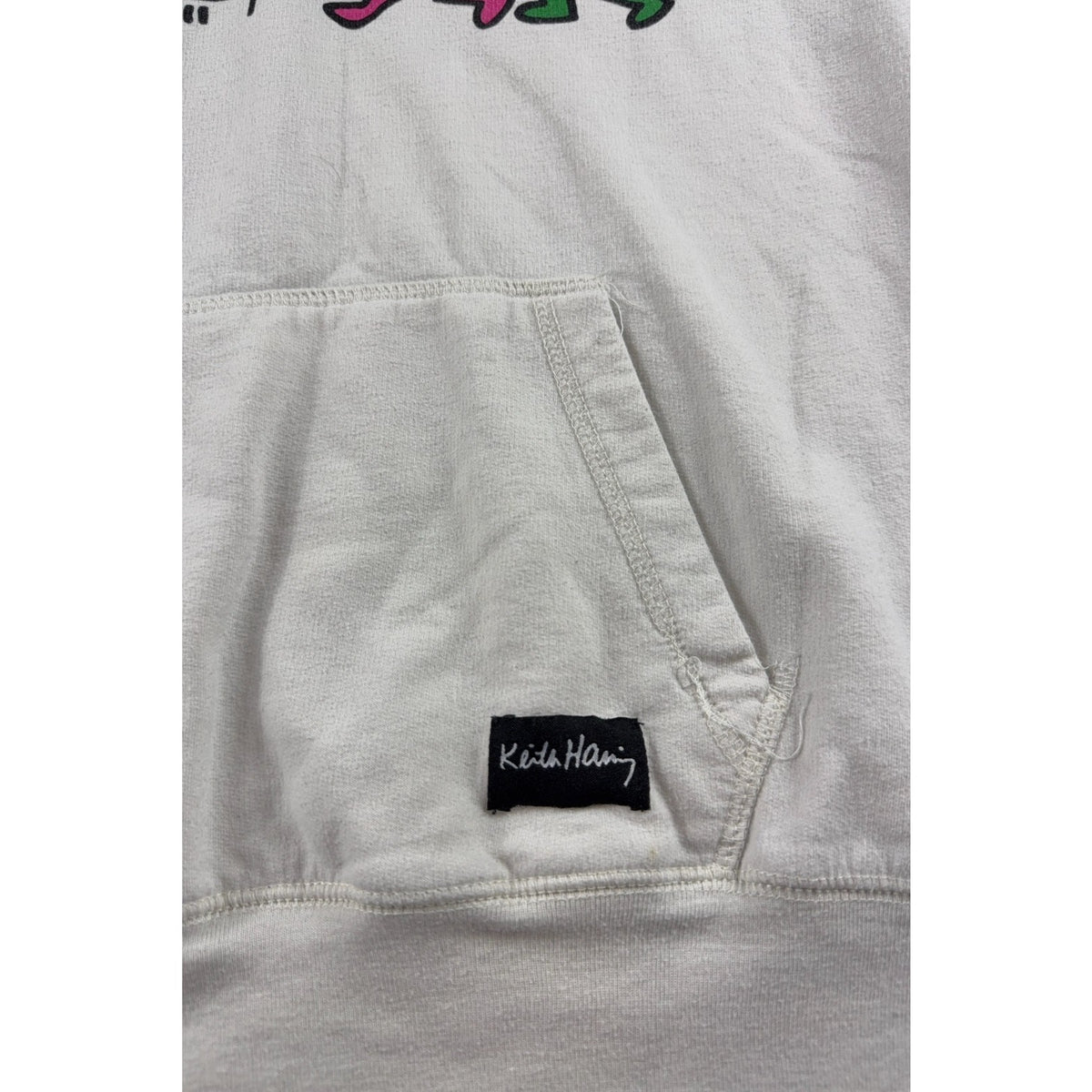 Keith Haring Hoodie Mens S White Dancing Figures Pop Art Pullover Sweatshirt