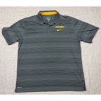 Nike Dri Fit Mizzou Missouri Tigers Polo Shirt Mens XL Gray Striped Golf
