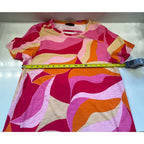 Sanctuary M Bright Abstract Print Open Back Blouse Pink Orange Mod Retro Top