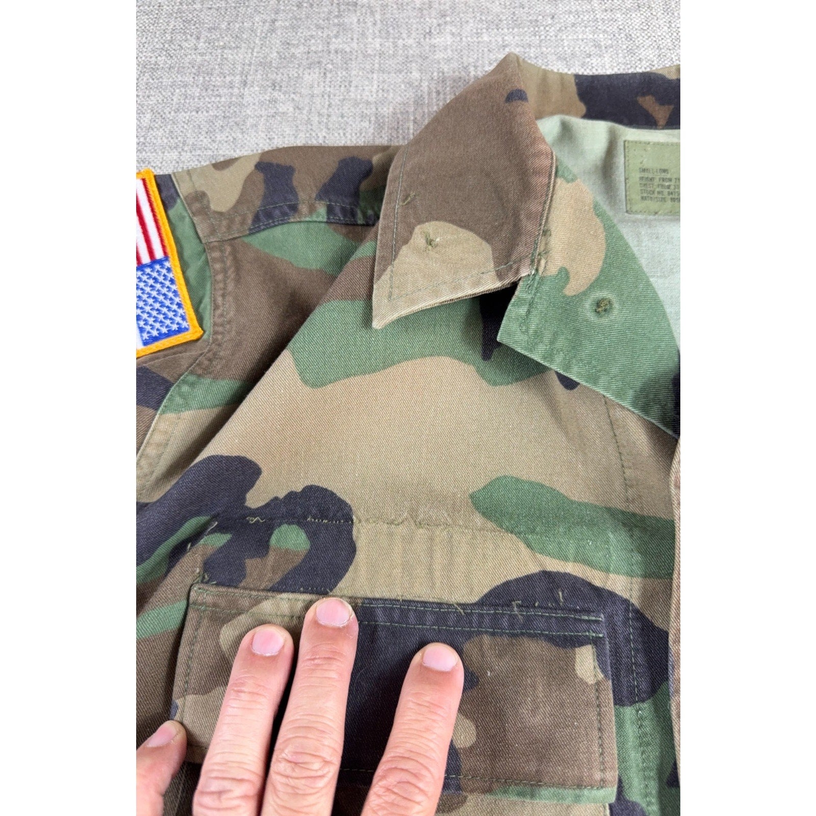 1993 USGI M81 Woodland Camo BDU Combat Coat Small Long 8415-01-084-1644 USA