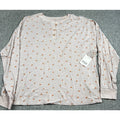 a.n.a Floral Henley Top Women's L Pink Long Sleeve 100% Cotton NWT