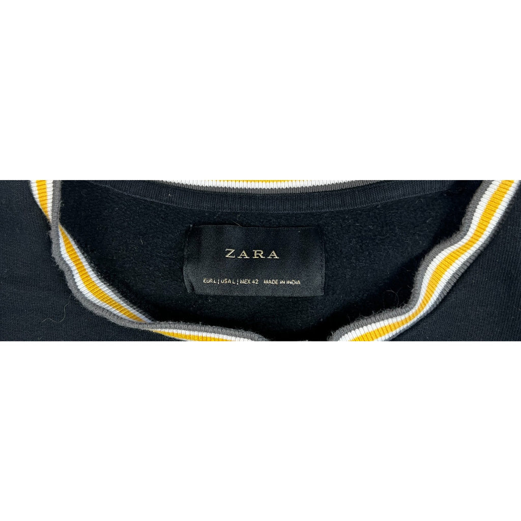 Zara Balance Tiger Elephant Embroidered Sweatshirt Womens L Black Rare