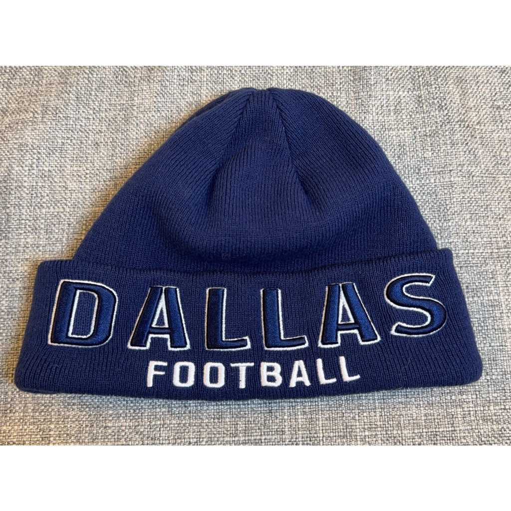 Dallas Football Knit Beanie Hat Lot of 2 Navy Gray Pom Cuffed Winter