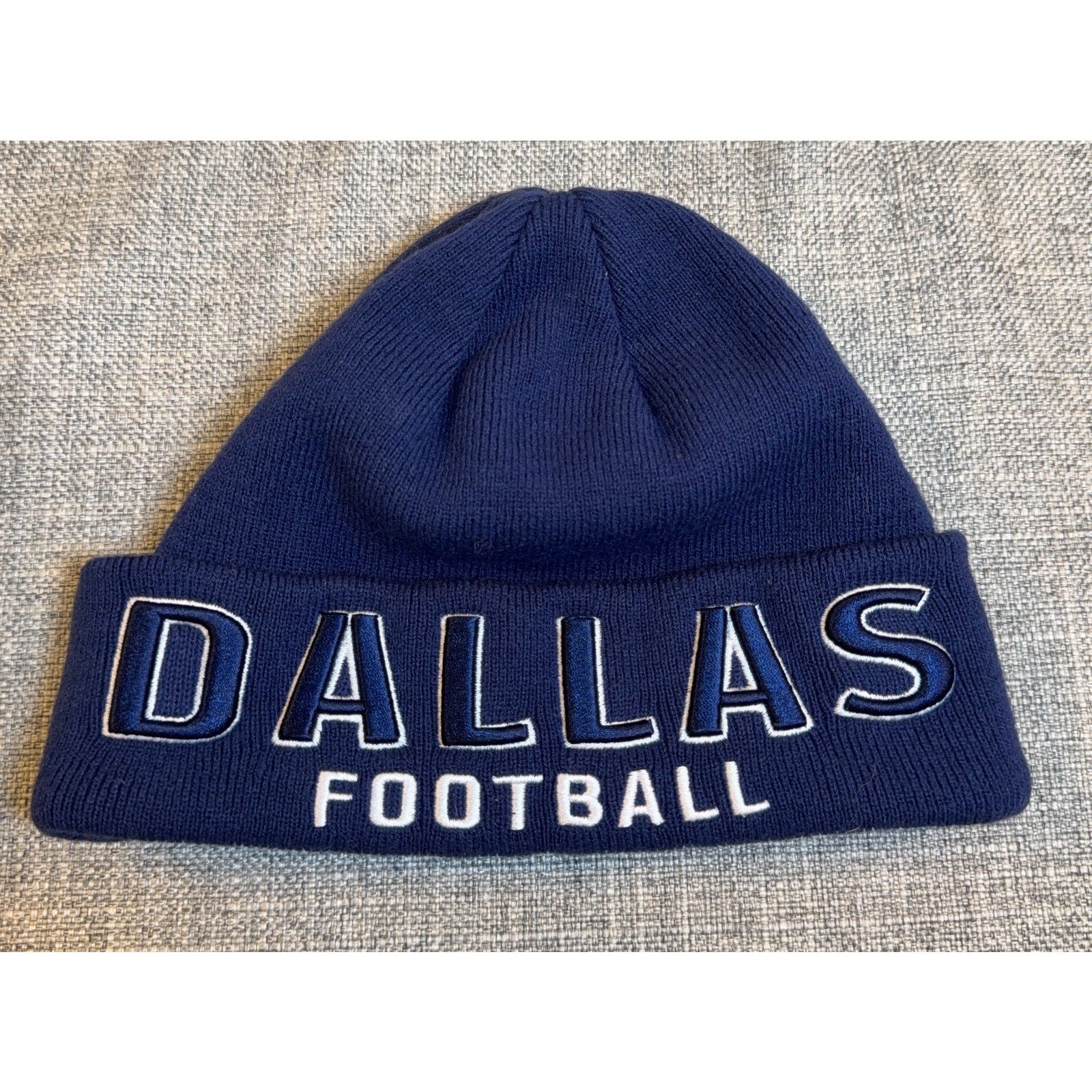 Dallas Football Knit Beanie Hat Lot of 2 Navy Gray Pom Cuffed Winter