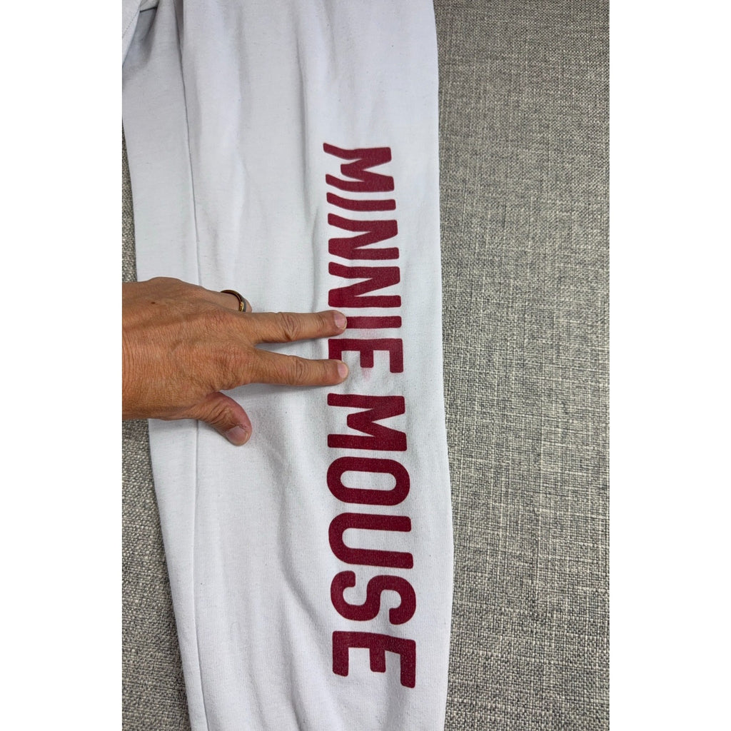 Disney Minnie Mouse Jogger Pants Womens M Gray Burgundy Graphic Sweatpants