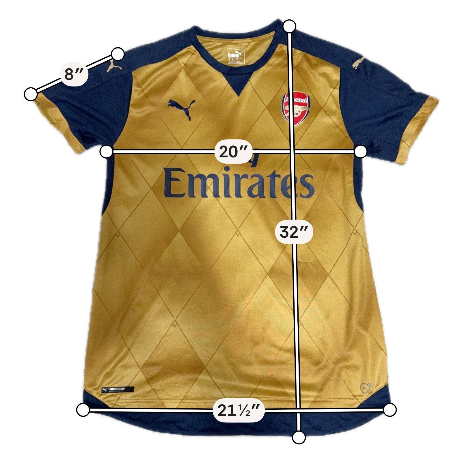 Arsenal 2015/16 Away Jersey Puma Gold Navy Fly Emirates Men’s L 747568