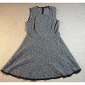 Theory Womens Size 8 Tweedscape Fit Flare Dress Black White Sleeveless Zip