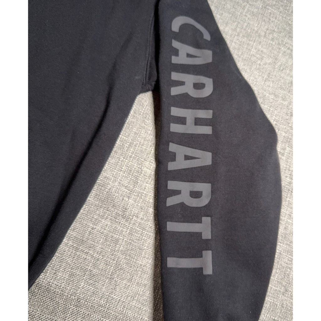 Carhartt Rain Defender Hoodie Mens S Loose Fit Black Logo Sleeve Pullover