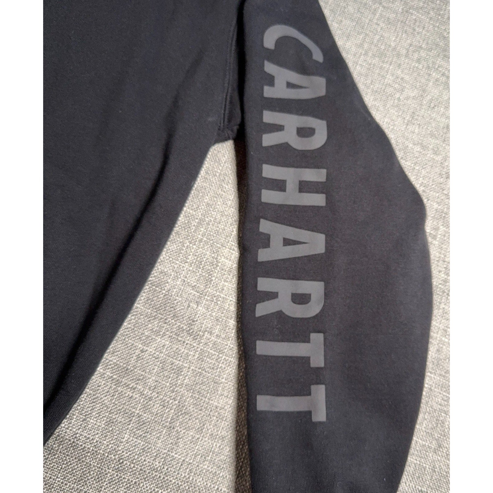 Carhartt Rain Defender Hoodie Mens S Loose Fit Black Logo Sleeve Pullover