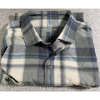 Kuhl Men’s XL Plaid Button Up Shirt Tapered Fit Short Sleeve Outdoor Hiking Gree