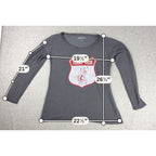 Texas Tech Womens L Red Raiders Long Sleeve Tee Blue 84 Retro Graphic Gray