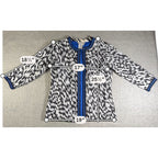A La Carte Womens XS Jacket Black White Blue Embroidered Beaded Boho Art