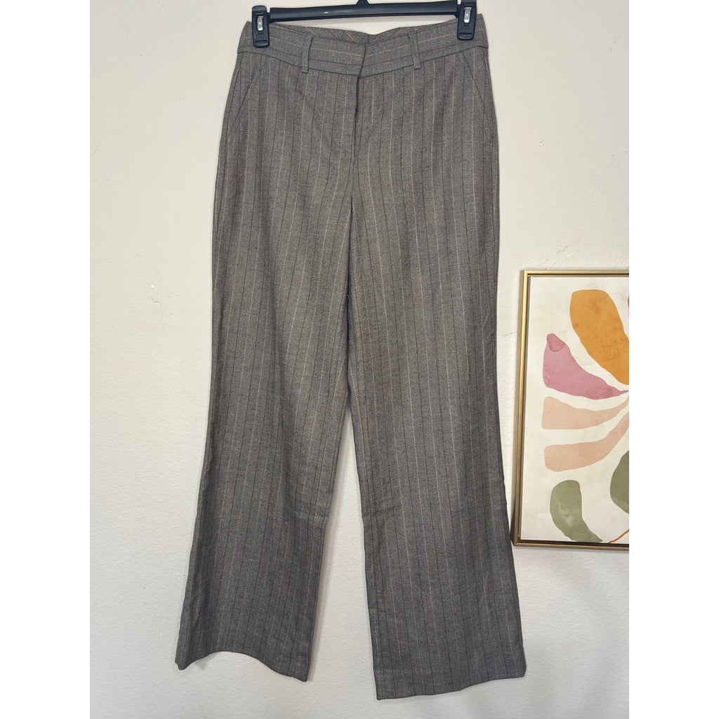 White House Black Market Grey Wide Leg Dress Pants Trousers Womens 6 Side Zip