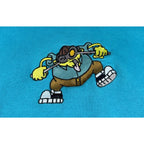 Mens Turquoise Embroidered Cartoon Rat Golf Crewneck Sweatshirt Size L Oversized