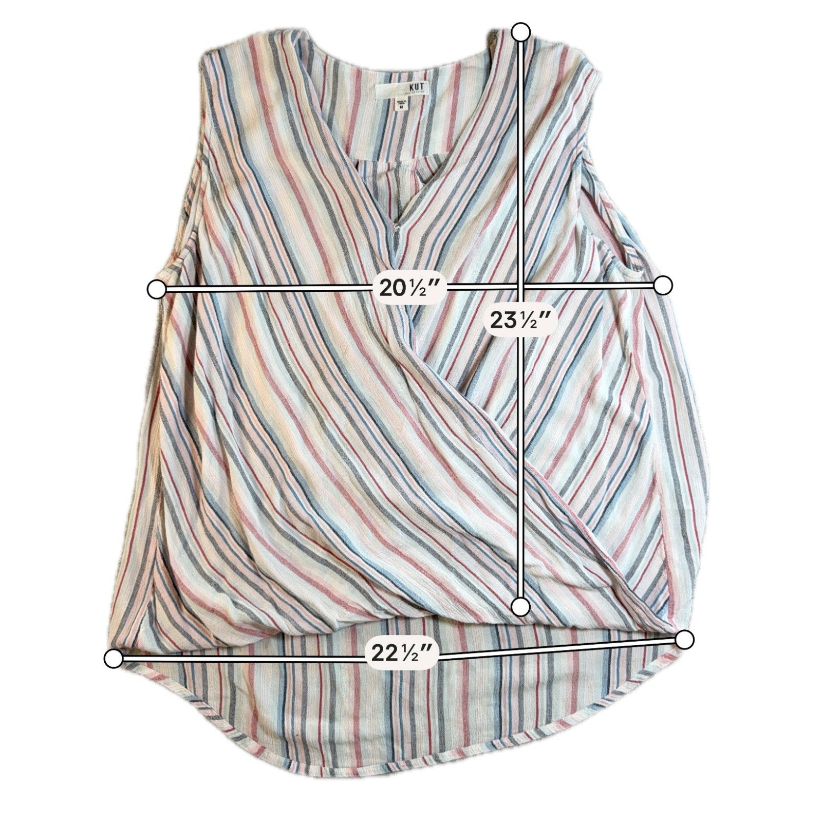 KUT From The Kloth Striped Faux Wrap Cold Shoulder Blouse Women’s M