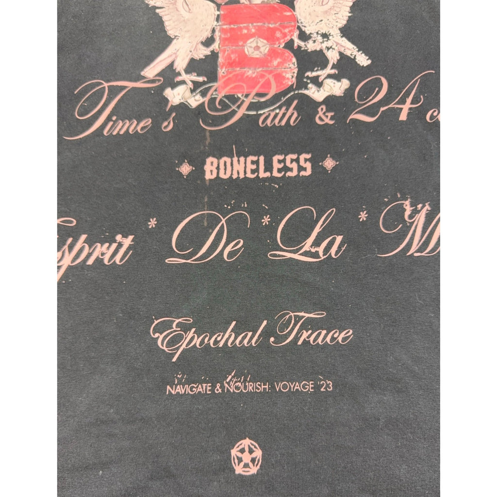 Boneless Voyage 23 Graphic T Shirt Mens L Washed Black Oversized Streetwear