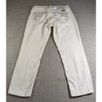Miss Me Jeans Womens 30 White Cropped Skinny Rhinestone Embellished Flawed