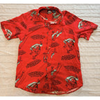 Marvel Spider Man Button Up Shirt Kids Large Red Graphic Short Sleeve Comic