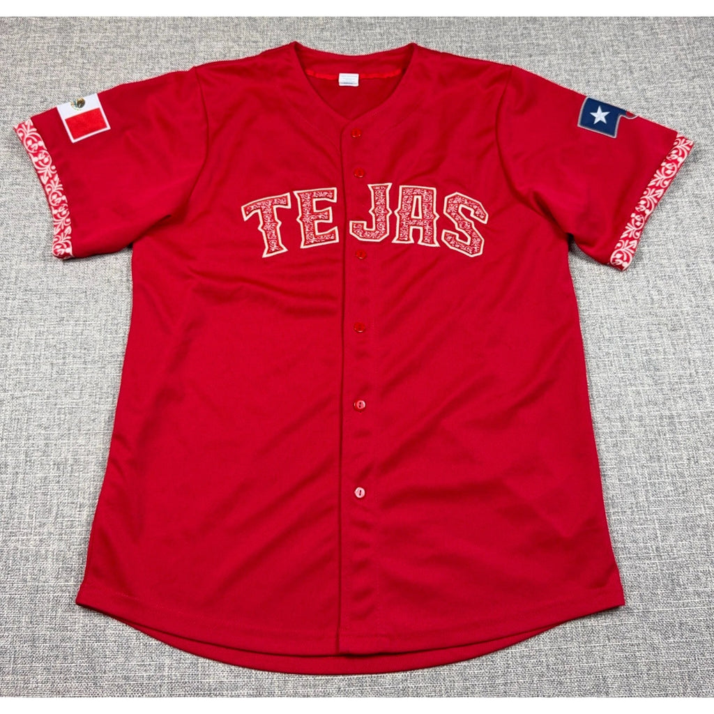 TEJAS Dallas College Jersey #23 Mexico Texas Flag Men's M Baseball