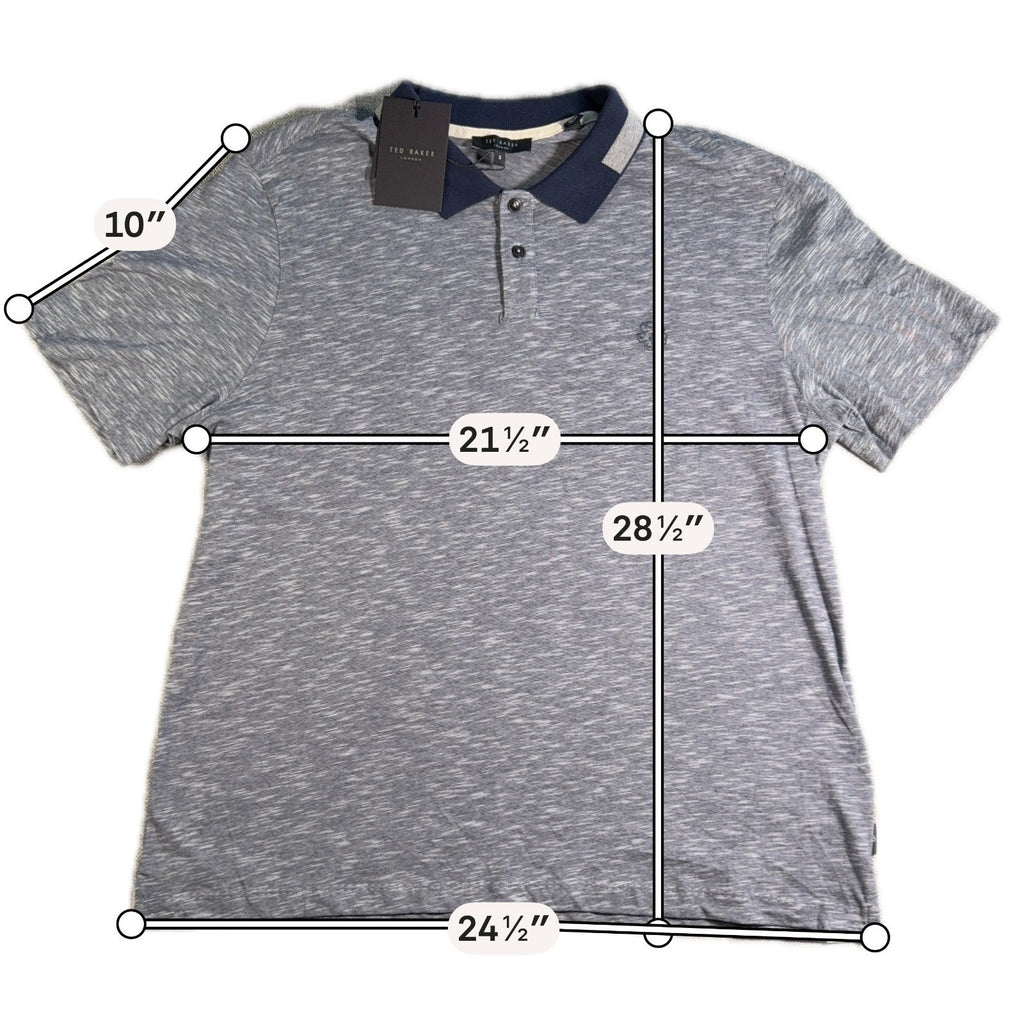 Ted Baker DALMOR Polo Shirt Mens Size 5 XL NWT Gray Navy 100% Cotton