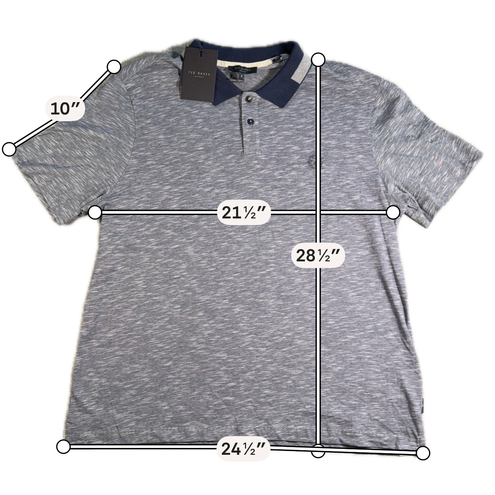 Ted Baker DALMOR Polo Shirt Mens Size 5 XL NWT Gray Navy 100% Cotton