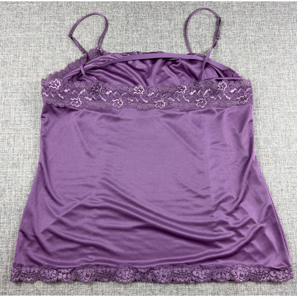 Y2K Worthington Satin Lace Camisole Set XL Purple Berry Cami Tops