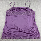 Y2K Worthington Satin Lace Camisole Set XL Purple Berry Cami Tops