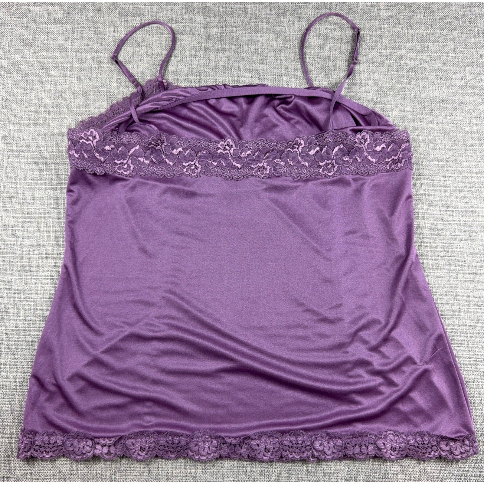 Y2K Worthington Satin Lace Camisole Set XL Purple Berry Cami Tops