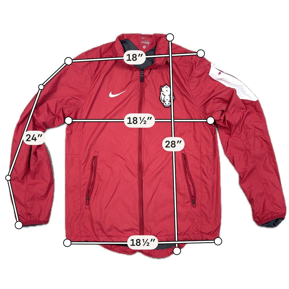 Nike Arkansas Razorbacks Jacket Mens Small Red Full Zip Running NCAA Hog