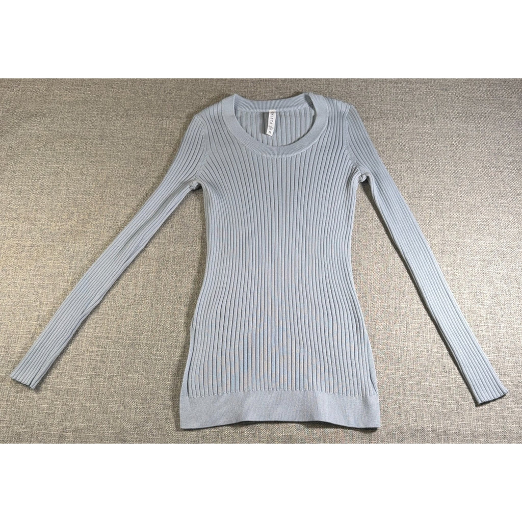 Athleta Women’s XS Ribbed Long Sleeve Top Light Blue Gray Stretch Fitted Tunic