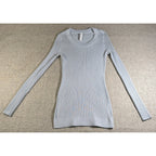 Athleta Women’s XS Ribbed Long Sleeve Top Light Blue Gray Stretch Fitted Tunic