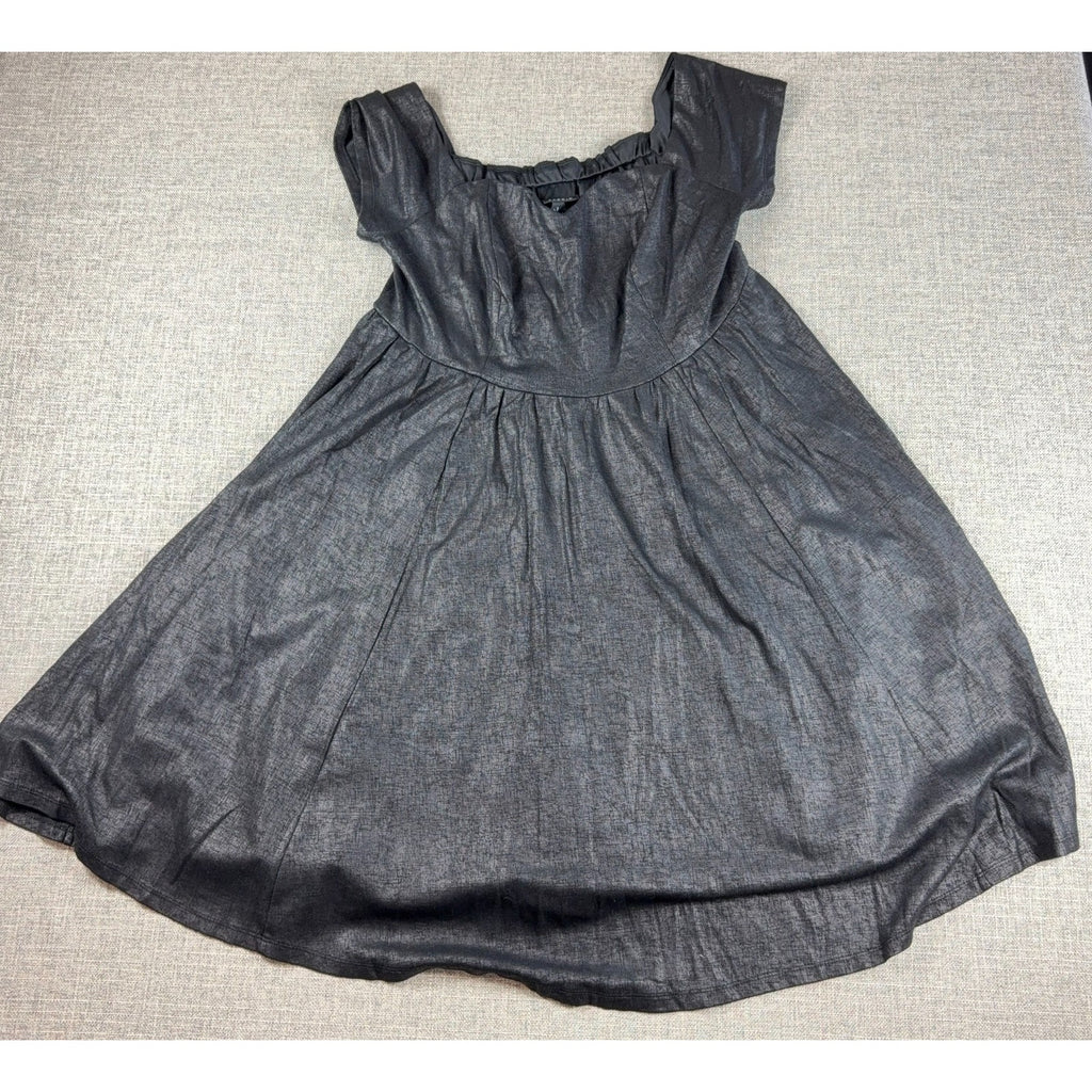 Torrid Size 1 14/16 Black Metallic Fit Flare Dress Sweetheart Party Midi