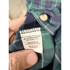 Mizzen+Main Mens M Standard Fit Green Navy Plaid Performance Dress Shirt US Made