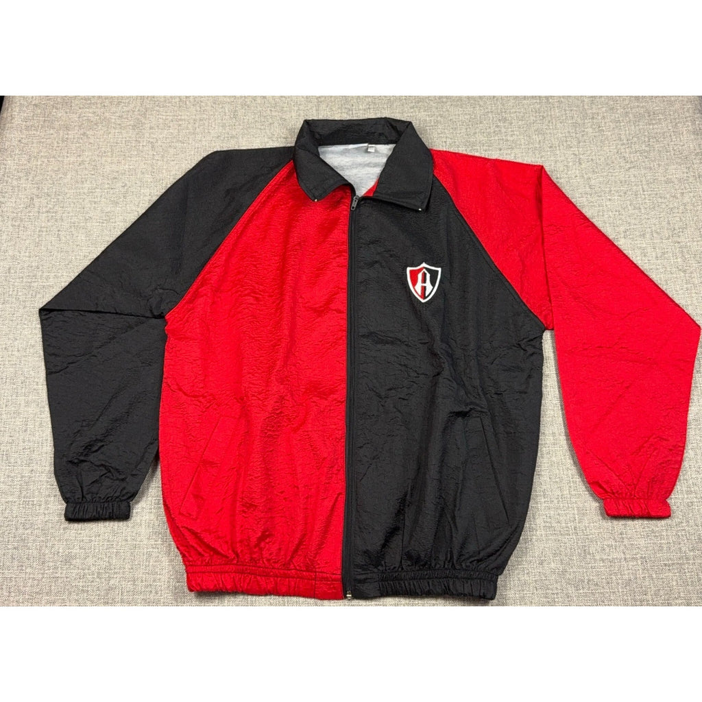 Vintage Atlas FC Jacket Men XL Red Black Liga MX Mexico Soccer Windbreaker