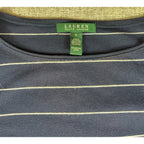 Lauren Ralph Lauren Dress Small Navy White Stripe Boat Neck Cotton Sheath Nautic