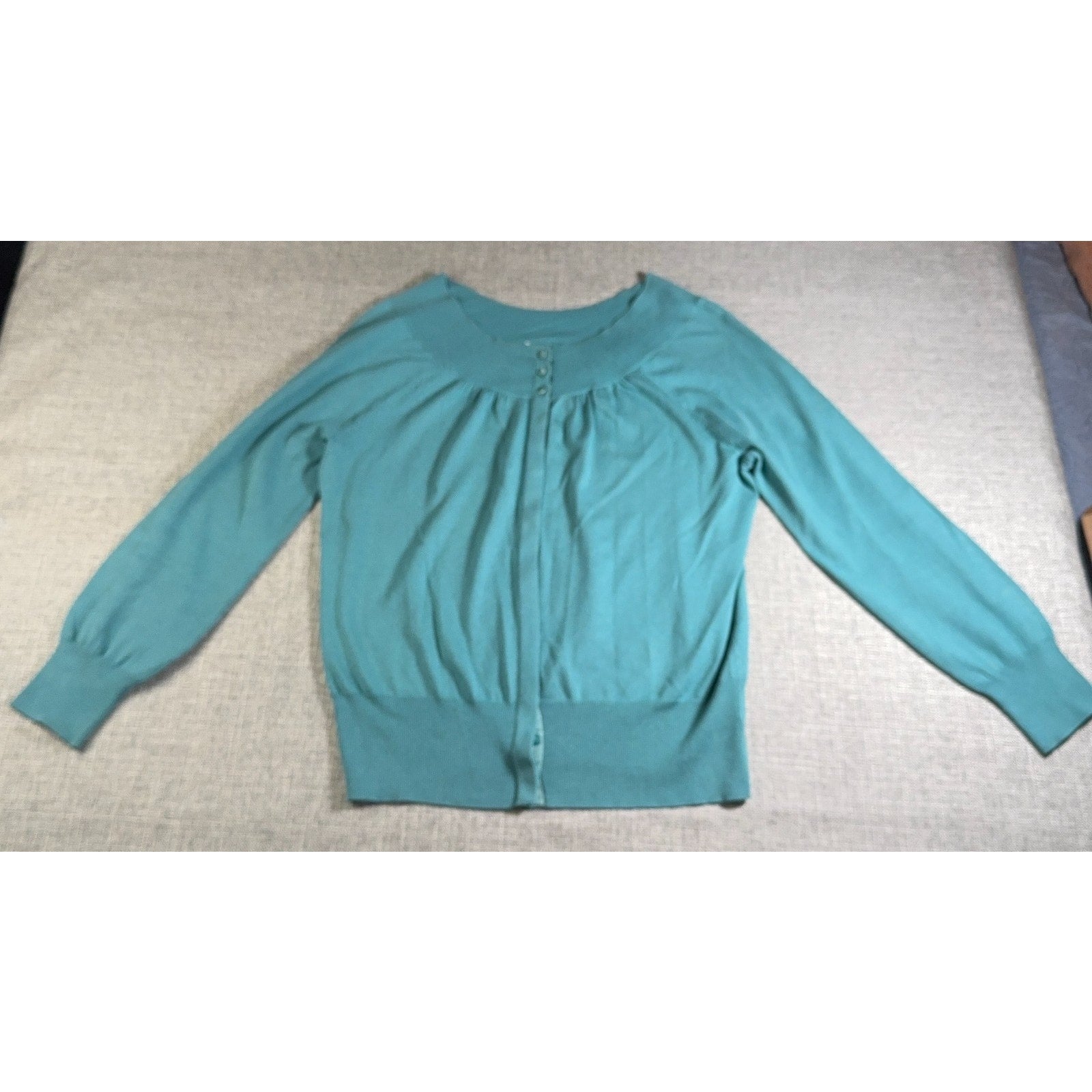 Pendleton Women Large Teal Silk Cashmere Blend Cardigan Sweater Button Front