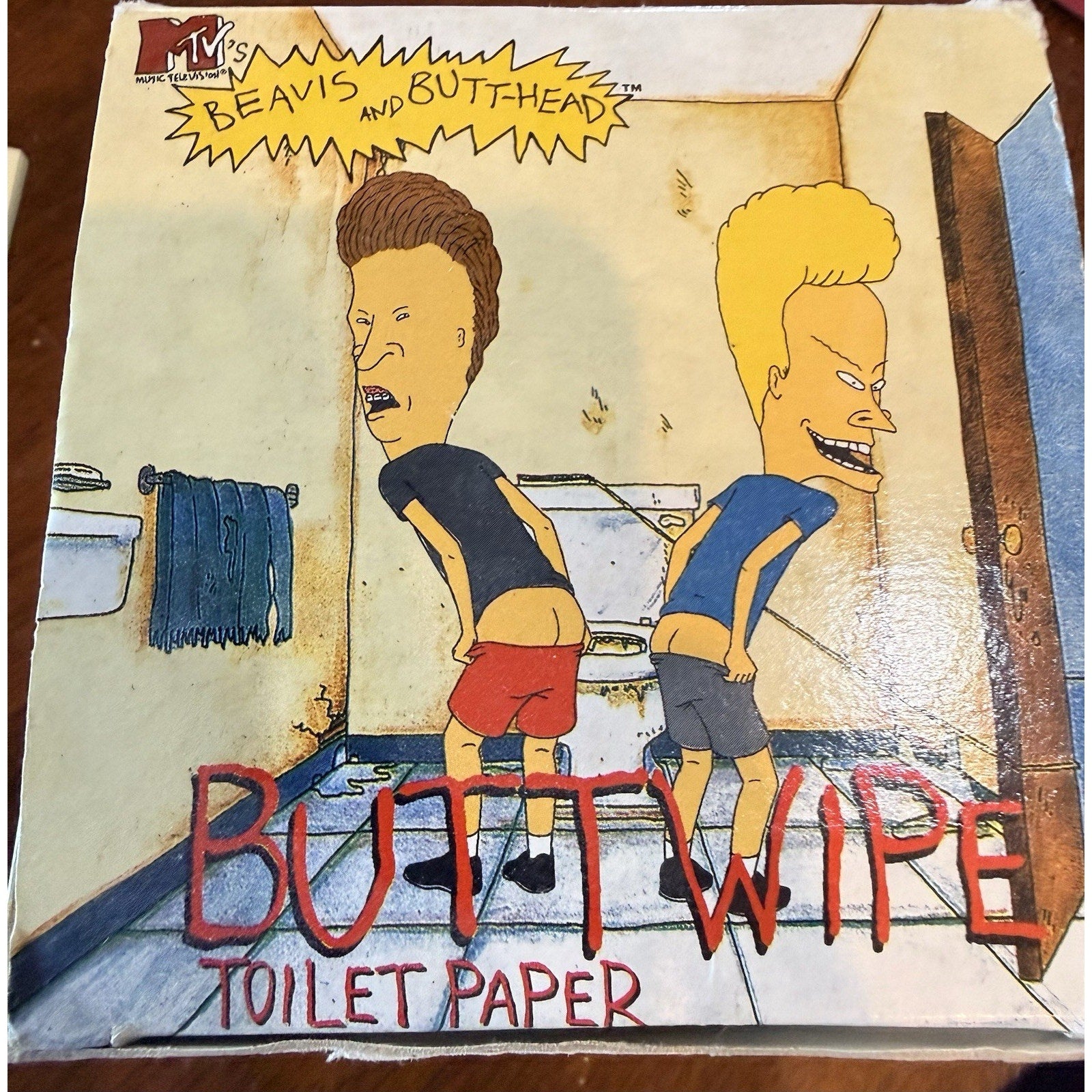 Vintage 1996 Beavis & Butt-Head Butt Wipe Toilet Paper Cornholio MTV Rare w/ Box