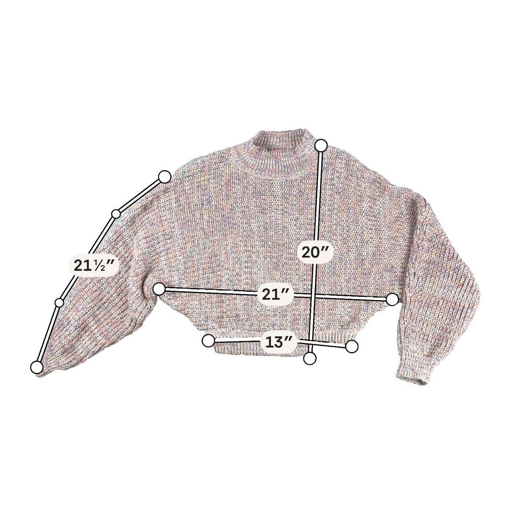 BB Dakota Steve Madden Sweater Womens M Multicolor Marled Crop Mock Neck Balloon