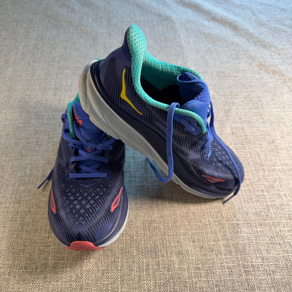 HOKA Clifton 9 Womens 7.5B Shoes Bellwether Blue Ceramic 1127896-BBCRM