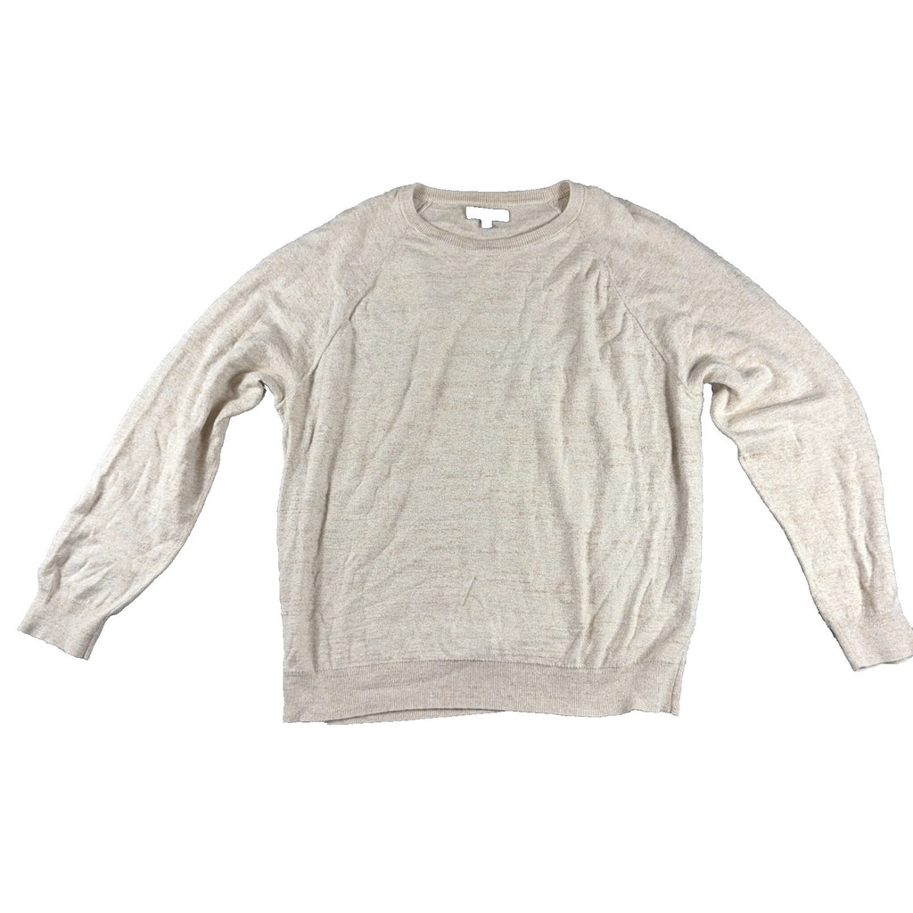 J Crew Mercantile Sweater Mens XL Oatmeal Beige 100% Cotton Crewneck Raglan