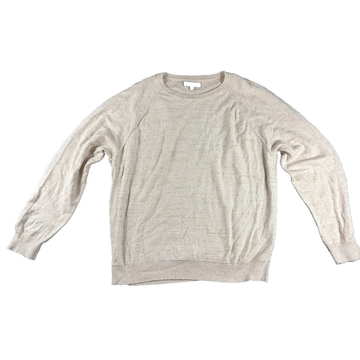 J Crew Mercantile Sweater Mens XL Oatmeal Beige 100% Cotton Crewneck Raglan
