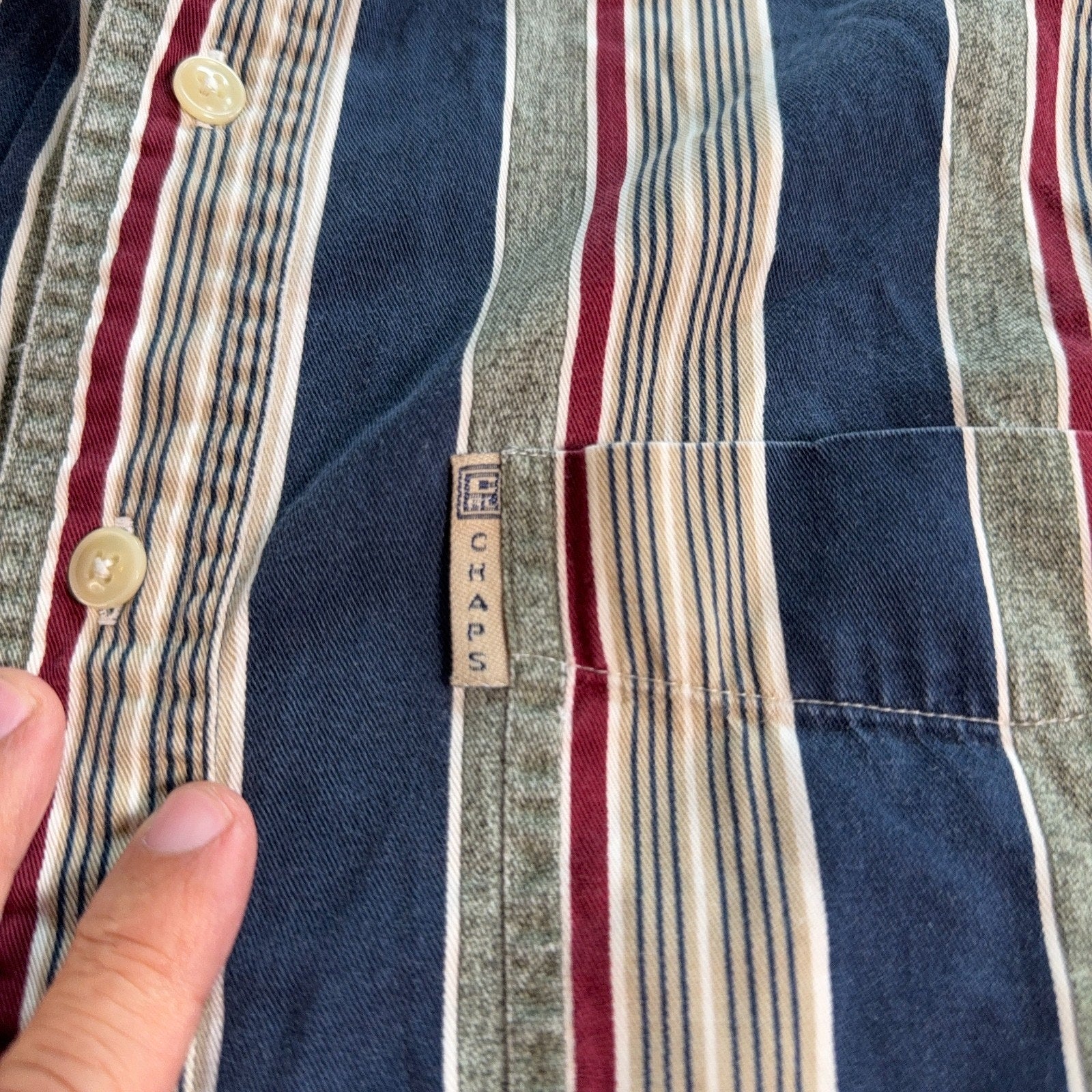 Vintage Style Chaps Ralph Lauren Shirt Mens XL Striped Button Down Cotton