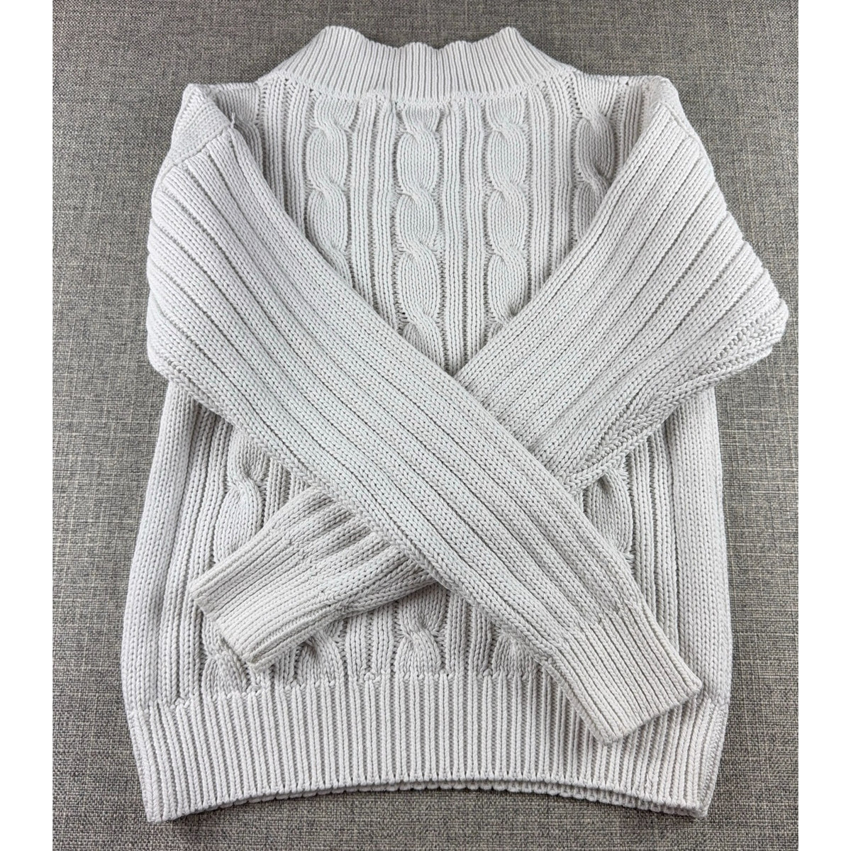 Vintage Tennis Lady Womens S White Cotton Cable Knit V Neck Sweater Preppy
