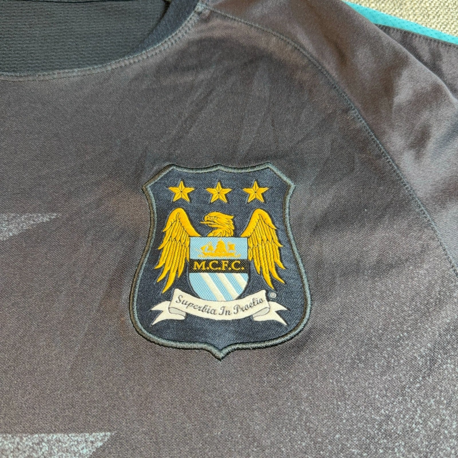 Nike Manchester City Training Shirt Mens S Navy Turquoise Dri-FIT Soccer