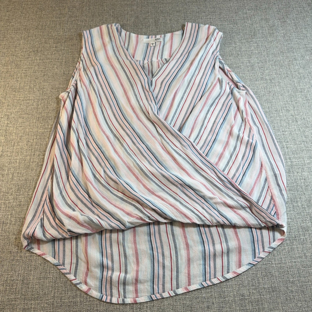 KUT From The Kloth Striped Faux Wrap Cold Shoulder Blouse Women’s M